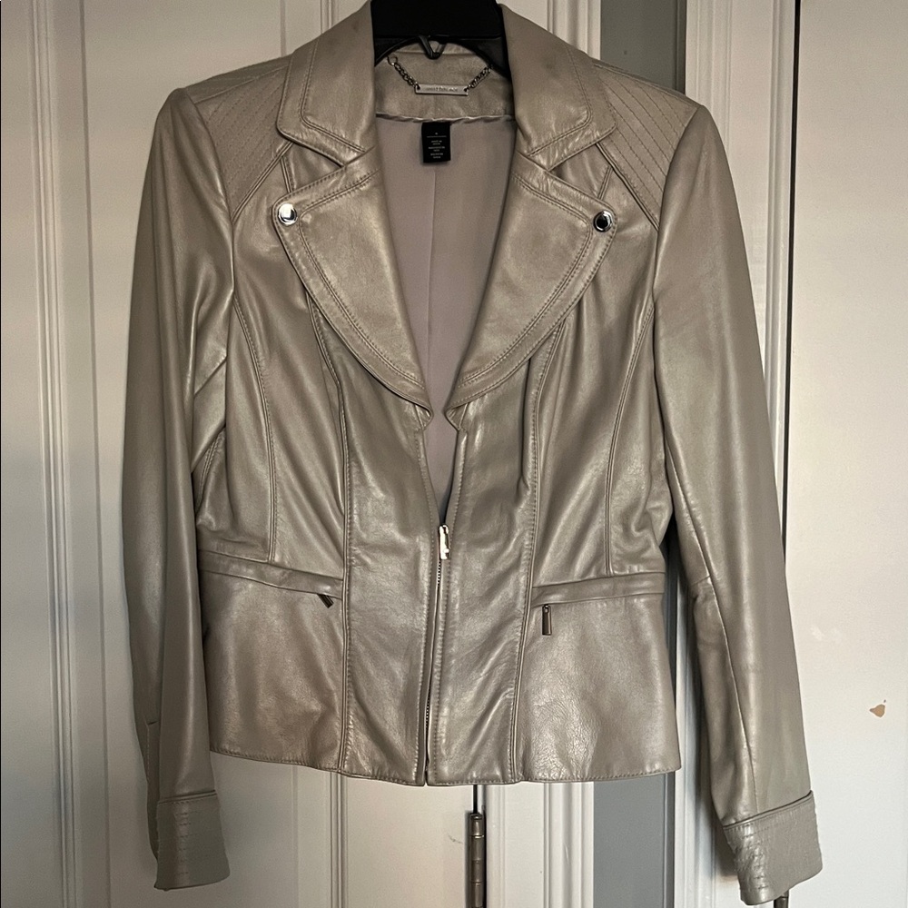 White House Black Market Metallic Leather Jacket